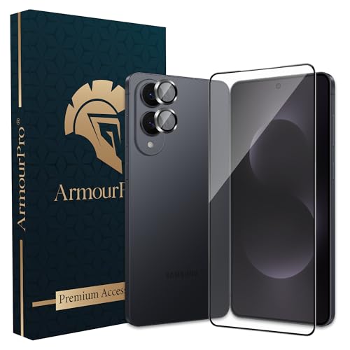 Image of ArmourPro Edge to Edge Tempered Glass for Samsung Galaxy S25 Edge with Black Camera Ring Guard, 9H Screen Protector, Anti-Scratch, Anti-Fingerprint, Bubble-Free Installation Kit