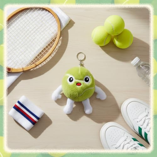 Halloscume Tennis Plush Keychain Cute Sports Plush Soft Stuffed Keychain Toys Bags Keys Kawaii Decoration Backpack Accessories Gift for Tennis Lover Sports Fans