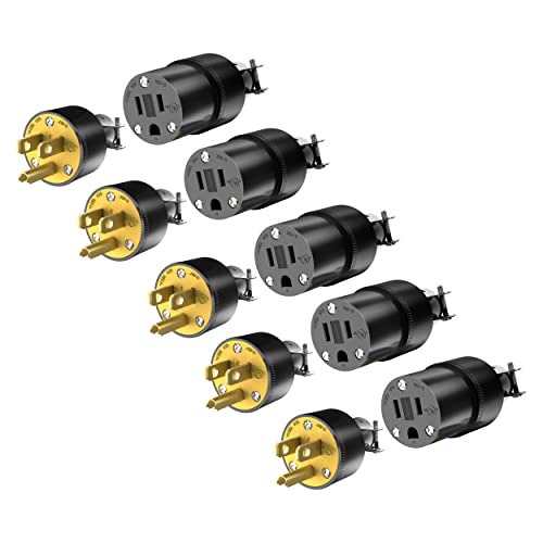 ENERLITES Extension Cord Ends Male & Female Set, 5-15P & 5-15R, Black,5Pack by ENERLITES - Used condition - US$20.55