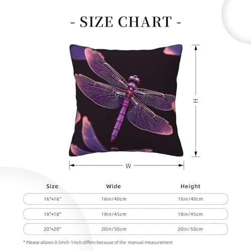 Housse de coussin libellule violette 50x50 cm double face pour canapé de salon - 3