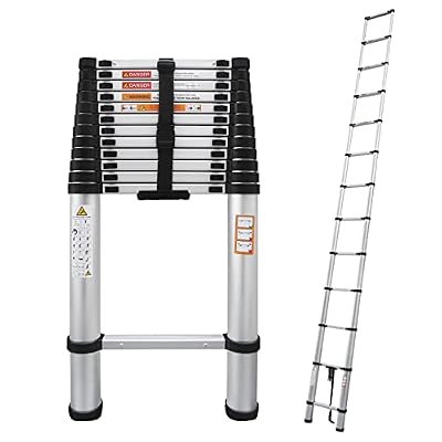 Telescoping Extension Ladder 12.5ft EN131 Certificated Aluminum Telescopic Extendable Multi Purpose Portable Steps 150KG Load Capacity