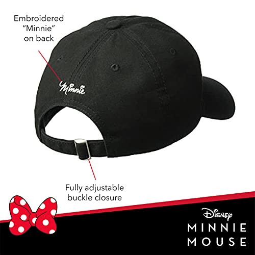 Image of Disney Minnie Mouse Dad Hat, Cotton Adjustable Baseball Cap with Curved Brim