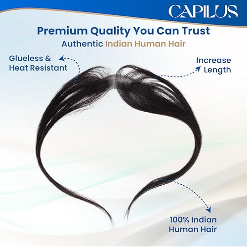 Image of Capilus Frontline Hair Patch with 100% Natural Human Hair for Women (Black). Natural look forehead coverage.