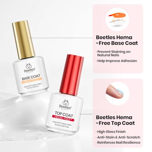 Image of Beetles HEMA-Free Builder Gel with Base and No Wipe Top Coat 3PCS 15ML