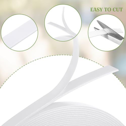 Image of Tatuo 2 Rolls Double Sided Foam Tape 0.6 Inch by 50 Feet White PE Foam Tape Sponge Soft Mounting Adhesive for DIY Craft Picture Poster Hanging