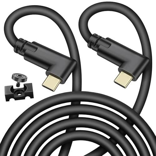 Jelanry Designed for Camera Tether Cable Dual Right Angle USB C to USB C, for Power Delivery, 5Gbps Data Transfer, Between Camera & Computer+Tethering Cable Lock Clamp for Sony Canon Nikon, 16.4ft/ 5m