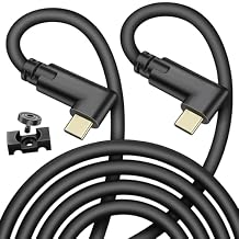 كابل ربط الكاميرا Jelanry ثنائي الزاوية اليمنى من USB C إلى USB C، لتوصيل الطاقة، ونقل البيانات بسرعة 5 جيجابت في الثانية، والشحن بين الكاميرا والكمبيوتر + مشبك قفل كابل الربط لكاميرا Sony Canon Nikon، بطول 16.4 قدم/ 5 أمتار