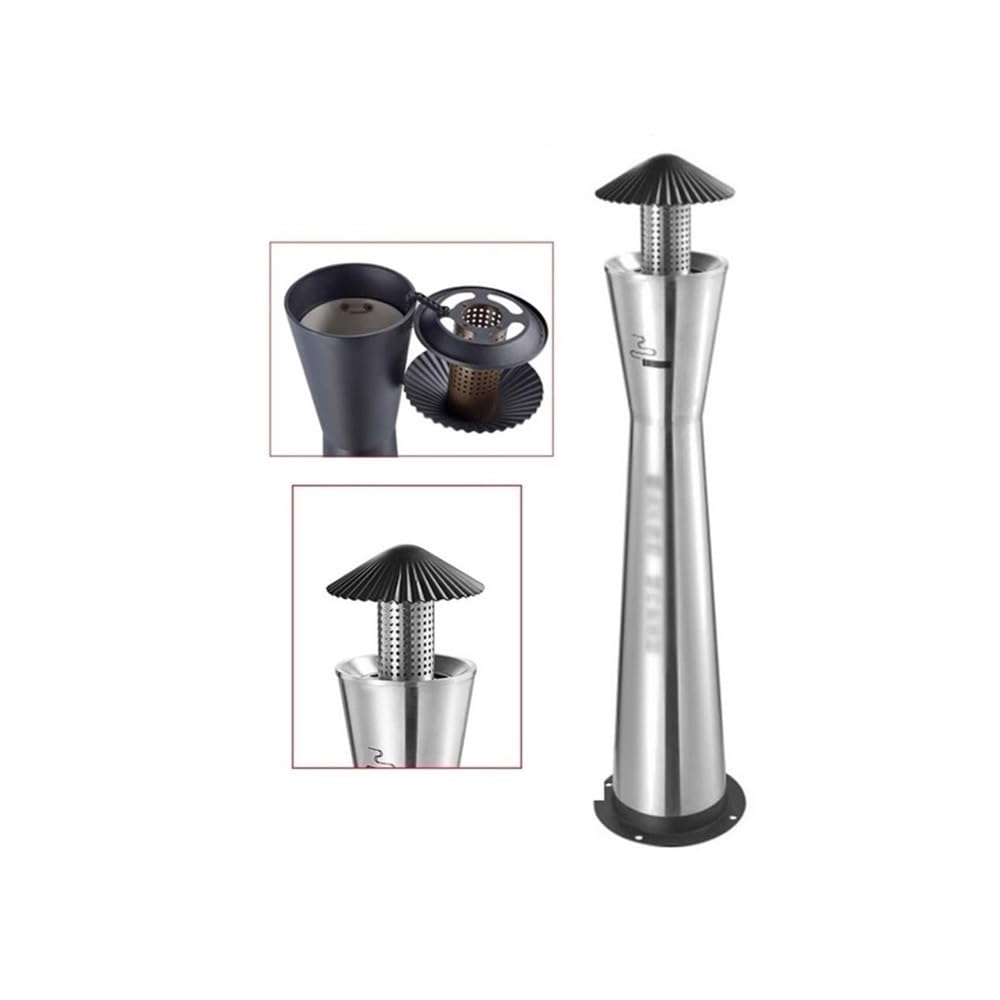 Cendrier d'extérieur en acier inoxydable avec colonne de mégots de cigarette, pilier de cendres imperméable pour l'extérieur public (noir)