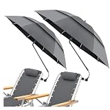 NBtoUS 2 Pack 48.6' Double Canopy Umbrella with Clamp, UPF50+ Beach Chair Umbrella with clip, 360°Adjustable Portable Outdoor Wheelchair, Patio, Golf Carts,Camping(Not Include Chair)