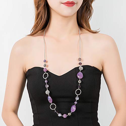Pearl&Club Long Beaded Necklaces For Women - Sweater Chain Fashion Jewelry Necklace Gifts For Women (Purple) #TOP4