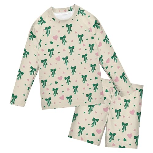 Green Bows Toddlers and Baby Boys' Swimsuit Trunk and Rashguard Set B0405005