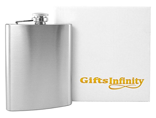 Gifts-Infinity 8 oz Hip Stainless Flask Set of 6 with Funnel