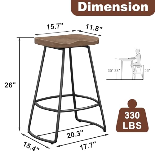 Image of Awonde 26 inch Backless Swivel Bar Stools Set of 4, Large Seat Counter Stools