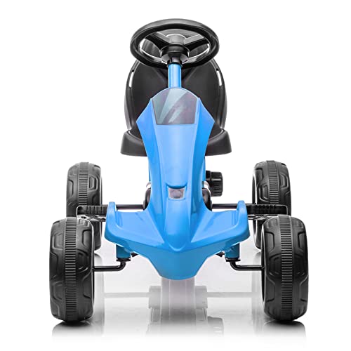 Go Kart For Boys&Girls,4 Wheel Powered Ride On,Pedal Cars For Outdoor, Racer Pedal Car With Stering Wheel, Brake, Durable Tires, Non-Slips Pedal&Adjustable Seat (Blue) #TOP3