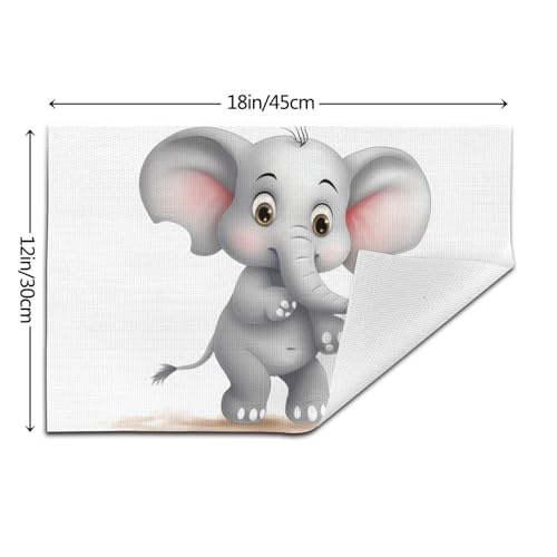 Sets de table tissés en PVC antidérapants et lavables motif éléphant mignon