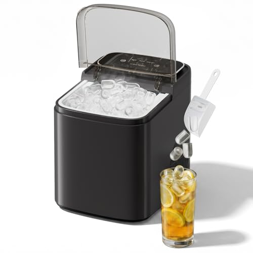 ROVSUN Macchina Ghiaccio 12 kg/24h, serbatoio 1.2 L, 9 cubetti in 6 min, 2 dimensioni, 95 W