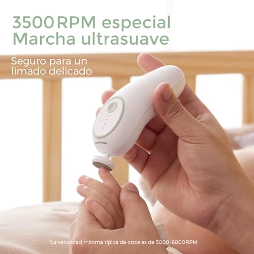 Momcozy Lima de unhas elétrica para bebés, corta-unhas elétrico macio para bebés recarregável, corta-unhas elétrico para bebés, 7 cabeças de polimento de substituição