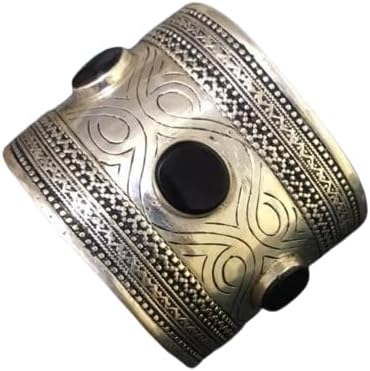 Black Onyx Stone Tribal Handcuff, Afghan Boho Cuff With Stones, Kuchi Jewelry, Tribal Handmade Cuff Bracelet, Afghan Jewelry