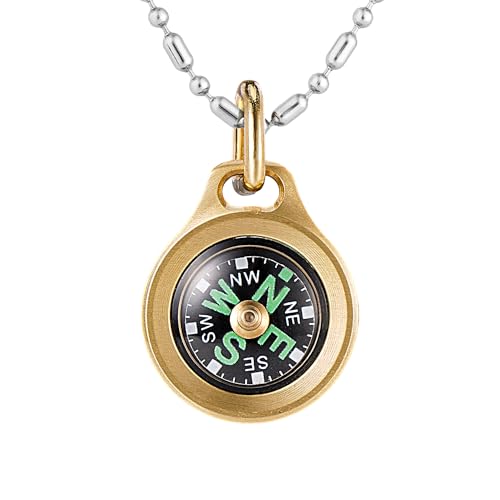 MecArmy CMP Mini Titanium/Brass Grade Compass, Pocket Survival Compass, Waterproof IPX5 Hiking Compass, Special Necklace Compass - Survival Hiking Gear for Women or Men