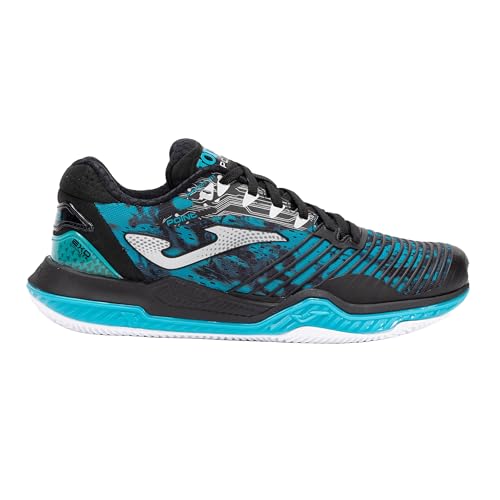 Joma Tenis Zapatilla para Hombre Point, 40-46- All Court, Negro Blanco Azul Royal, Suela Reactive Ball Que Absorve Impactos y Evita Torsiones en Articulaciones