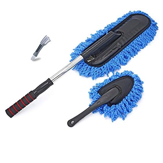 HELLO BAMBOO Car Duster,Car Microfiber Duster, Car Microfiber Duster with Extendable Handle - Exterior/Interior Use – Lint Free – Scratch Free
