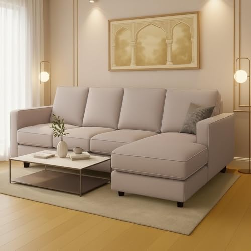 Image of The MM Furniture store Premium Fabric Sofa - Champagne (5 Seater - RHS)