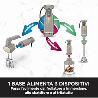 Ninja Foodi Frullatore a immersione, tritatutto ad avvio graduale, 2 velocità per frullare e 5 velocità di miscelazione per tagliare, mescolare, lavabile in lavastoviglie, pietra oro, CI100EUSTGD