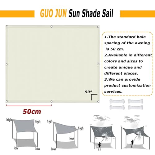 Toldo vela de sombra impermeable rectangular de 1x2.2m en blanco calido con ojales para jardin 8