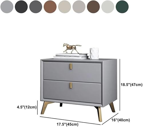 Miniatura 7 de Mesita de noche de madera maciza con 2 cajones, mesa auxiliar moderna con cajón deslizante, patas de metal, mesa de noche moderna e mesa auxiliar