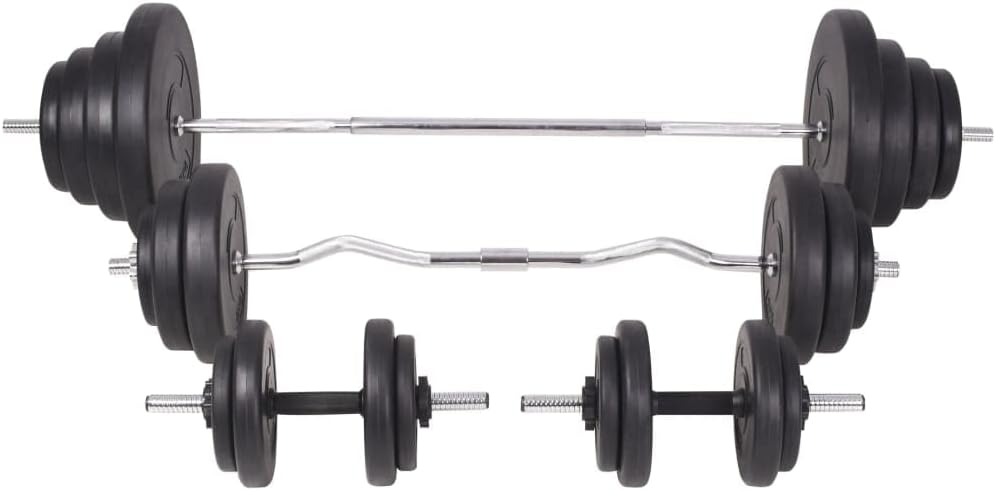 Workout Bench with Weight Rack, Barbell and Dumbbell Set 120 kg(Weight:304.24 lbs),275375