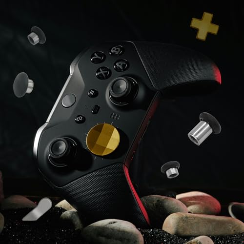 Image of 16 in 1 Metal Thumbsticks Suitable for Xbox One Elite Series 2, Elite Series 2 Core Controller Accessories Parts, 6 Metal Thumbsticks, 4 Paddles, 2 D-Pads and 4 Tool(Gold)