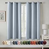 MIULEE Light Blue Blackout Curtains for Bedroom Living Room 63 Inches Long 2 Panels, Thermal Insulated Room Darkening Drapes Solid Grommet Noise Reduction Light Blocking Window Treatments 40x63 Inch