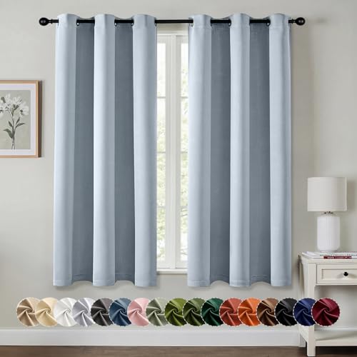 MIULEE Light Blue Blackout Curtains 40x63, 2 Panels, Grommet