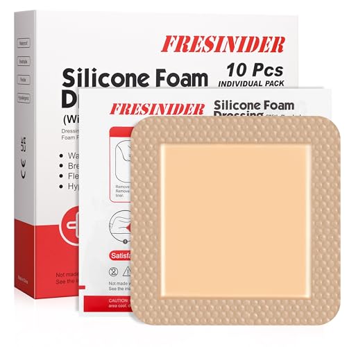 FRESINIDER Large Sacrum Silicone Foam Dressing 6" x 6", 10