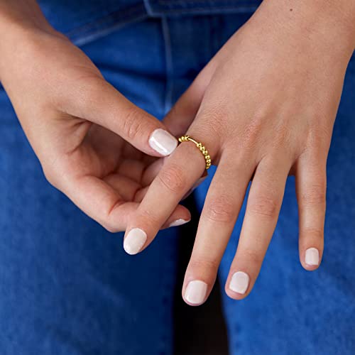 PAVOI 14K Gold Plated Spinner Anxiety Rings for Women Men - Anxiety Bands with Beads - Moon Star, Beads Ring for Women4