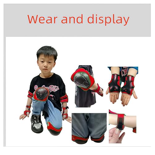 Kids Protective Gear Set SHENMOREN Knee Pads for Kids 3-10 Years Toddler Knee and Elbow Pads with Wrist Guards 3 in 1 for Skating Cycling Bike Rollerblading Scooter (red)