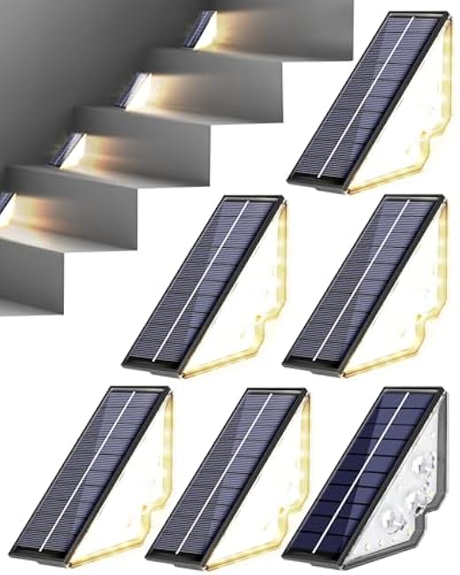 Solar Powered Step Lights for Outside Waterproof Led, Deck Outdoor Decor Stair Stairwell Lighting for Front Door, Patio, Back Porch, Ring Pathway (Warm White, 2pcs) (Warm White, 6pcs)