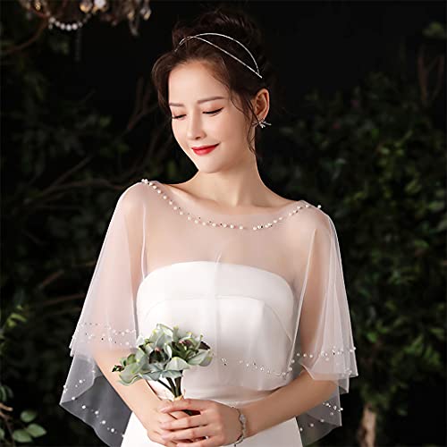 Wedding Wrap Capes Soft Tulle Shawls and Wraps with Beads Bridesmaid Capelet Shrug Shawls for Formal Party Evening Dress4