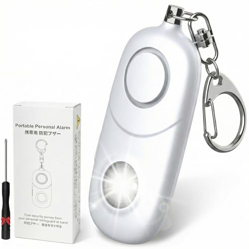Qoosea - Alarma personal para mujer, llavero de emergencia de 135 dB, sirena con luz estroboscópica, sirena fuerte para mujeres, niños, estudiantes, personas mayores, defensa personal de emergencia