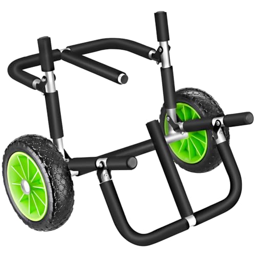 tectake® Carro de Transporte para Tabla de Surf o Padel Surf, Transporte de Playa, Aluminio, 2 Tablas, 45 kg de Carga, Ruedas de 24 cm, Correas Resistentes Ganchos de Metal - Negro/Verde