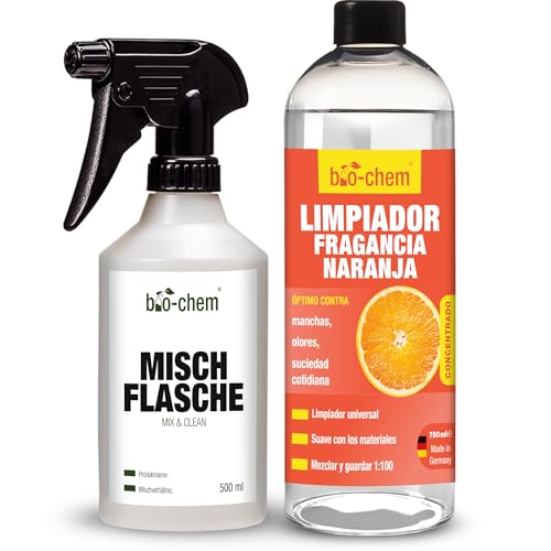 Bio-Chem - Limpiador universal con extractos de piel de naranja 750 ml con botella mezcladora - Spray detergente para el cuidado del hogar - Productos domésticos para la limpieza del hogar