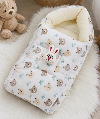 Image of VOIDROP Baby Sleeping Bag for New Born, Muslin Baby Sleeping Bag 0-6 Month for Infant, Washable & Foldable Cotton Design (Bear Print)