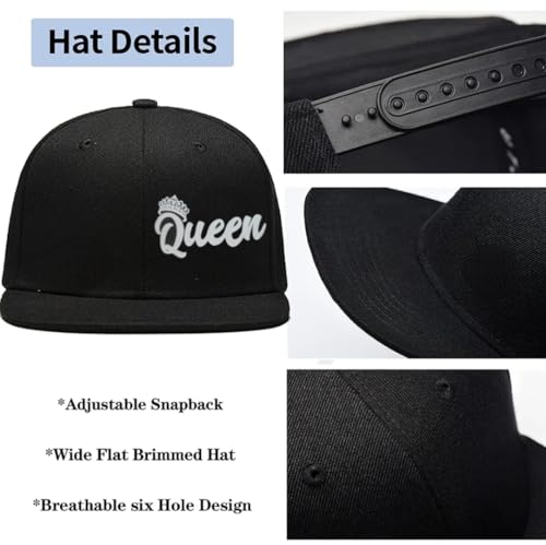 Image of Tai & Zai Black Snapback Hat with Printed, Adjustable Flat Brim Cap, Six Hole Breathable Design