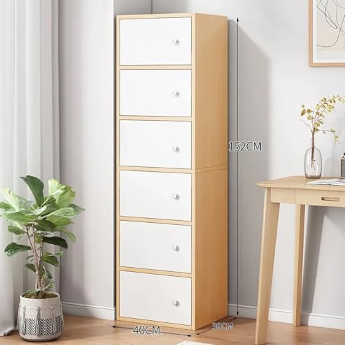 Image of EXVITO Engineered Wood Wardrobe for Bedroom | Foldable 5-Shelf Wooden Storage Cabinet | Cupboard Almirah for Clothes | Collapsible Wardrobe | Digital Heavy PC Game Cabinet - Maple