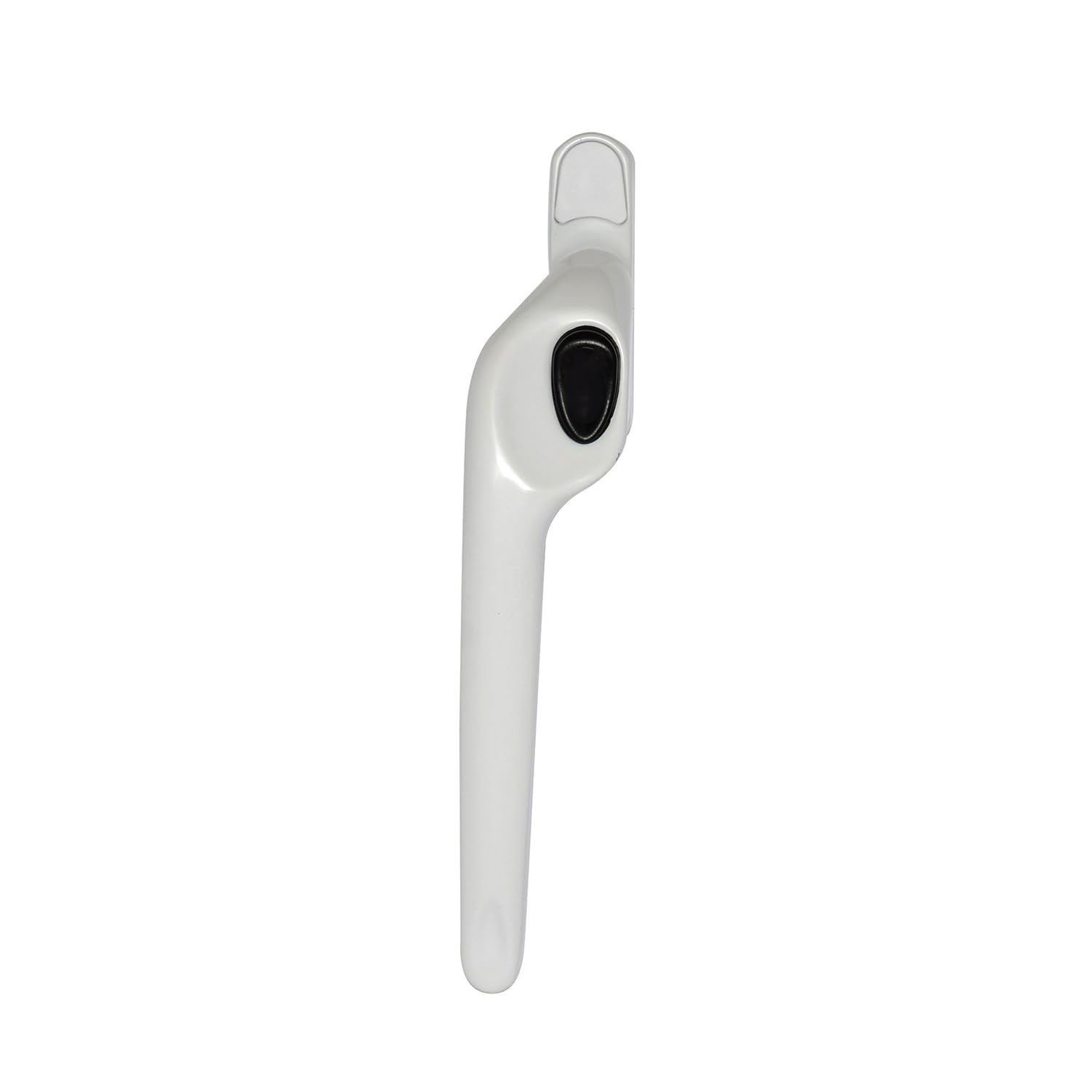 Kooples Hardware Offset Non Locking Window Handle Left Hand โ Durable Easy Fit Window Fitting โ Fixings Included (White, 18mm - Black Button)