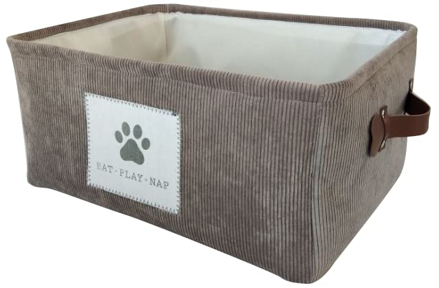 Winifred & Lily Pet Toy Box, Storage Bin with Handles, Pet Bins Storage Organizer for Dog, Cats and Other Pets