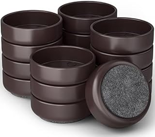 Medipaq Premium Felt Castor Cups for Wooden Floors & Smooth Surfaces - Floor Protectors for Furniture Legs - Castors for Furniture - Solid Brown - 16x Furniture Castor Cups - Large: 60mm Diameter