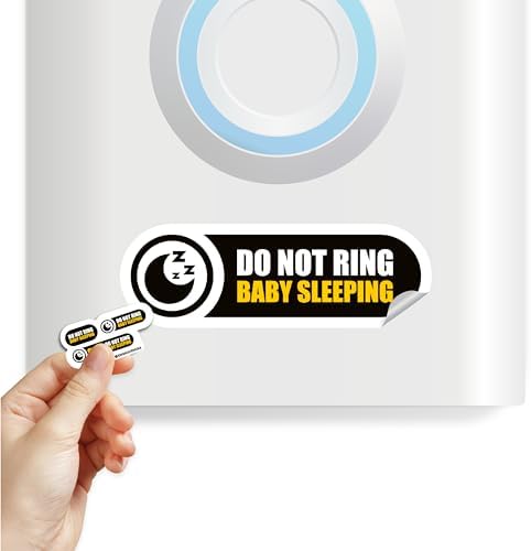 Tiny Do Not Ring Baby Sleeping Sticker | 3 Sizes Baby Sleeping Sticker | Do Not Ring Stickers for Doorbell | Tiny Size Perfect for Video Doorbell | Matte Black Waterproof Vinyl Sticker image 5