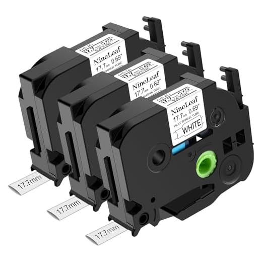 NineLeaf 3 x Kompatibel mit Brother Schrumpfschlauch Etikettenband 17,7mm HSe-241 HSe241 HS-241 HSE Schwarz auf Weiß Schriftband für P-Touch PT-D400 D600 E300 E500 P750W PT-P950NW Etikettenhersteller
