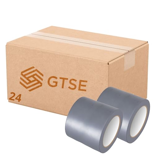 Image of GTSE 4 inch x 108 ft Gray PVC Vinyl Floor Tape, 24 Rolls, Safety Marking Tape, 6 mil Thick, Suitable for Dance Floors, Gyms, Warehouses, Sports Facilities